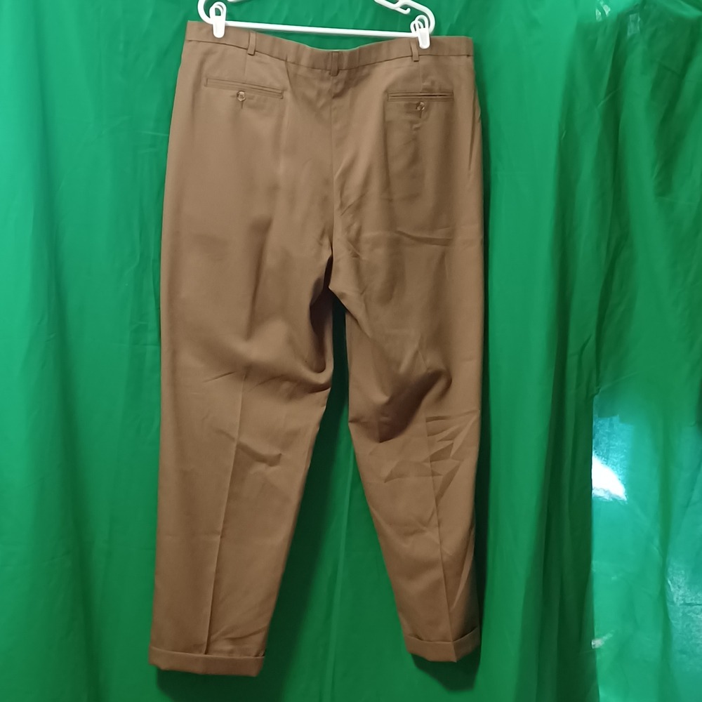Perry Ellis Portfolio Mens 42x32‎ Tan Brown Pleated Cuffed Dress Pants Trousers